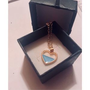 Gold heart BLUE CUT OUT NECKLACE